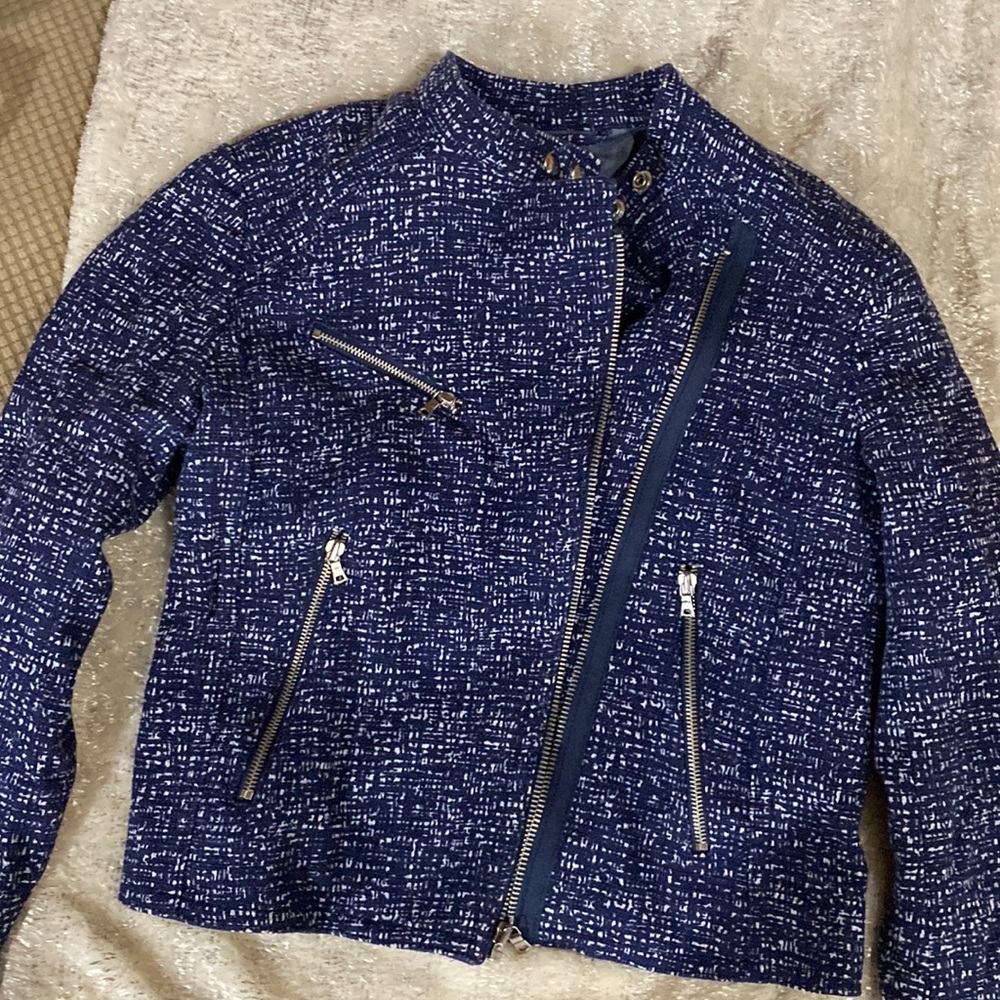 Gap Navy Blue & White Zippered Jacket